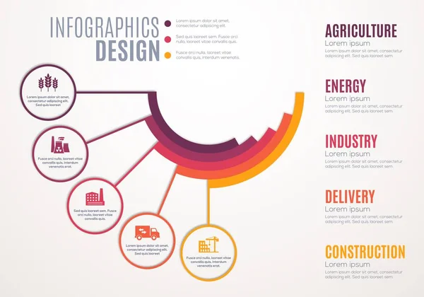 Infographics Vector Template Van Bedrijfsgegevens Presentatie Stap Kaart Grafiek Lay — Stockvector