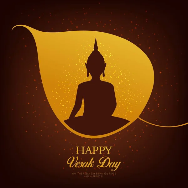 Día Fiesta Vesak Buda Marco Vectorial Religión Budista Hoja Árbol — Archivo Imágenes Vectoriales