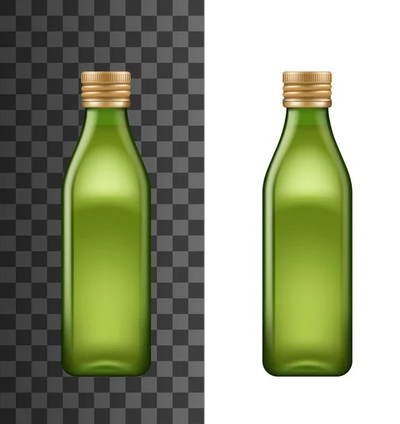 Olive Oil Bottle Vector Realistic Blank Mockup Extra Virgin Olive — Stock Vector