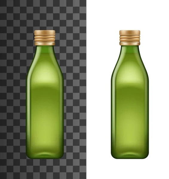 Olijfolie Fles Vector Realistische Blanco Mockup Extra Vergine Olijfolie Groene — Stockvector