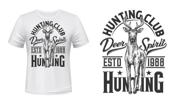 Deer Animal Shirt Print Mockup Hunting Sport Vector Design Reindeer — Stock Vector