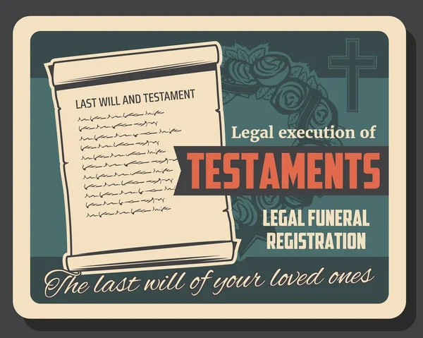 Funeral Service Testament Execution Vector Design Burial Cremation Interment Memorial — Stock Vector