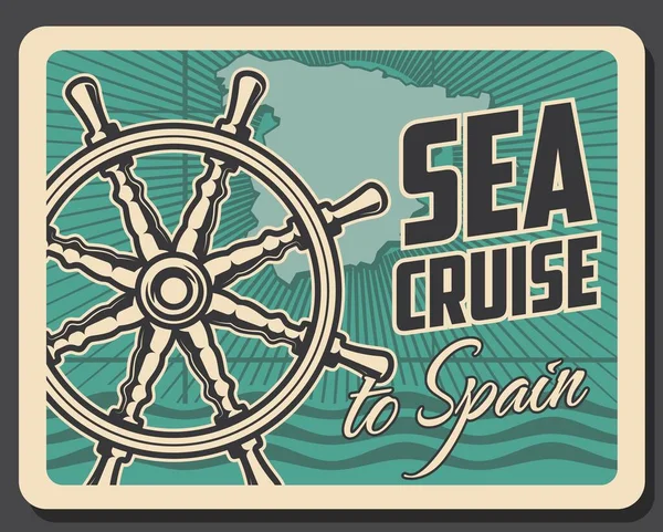 Sea Cruise Spain Vector Design Spanish Travel Tourism Map Spain — Stock Vector