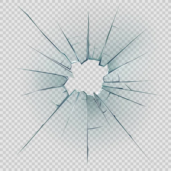 Broken Cracked Crashed Glass Vector Design Realistic Hole Shatters Cracks — Stock Vector