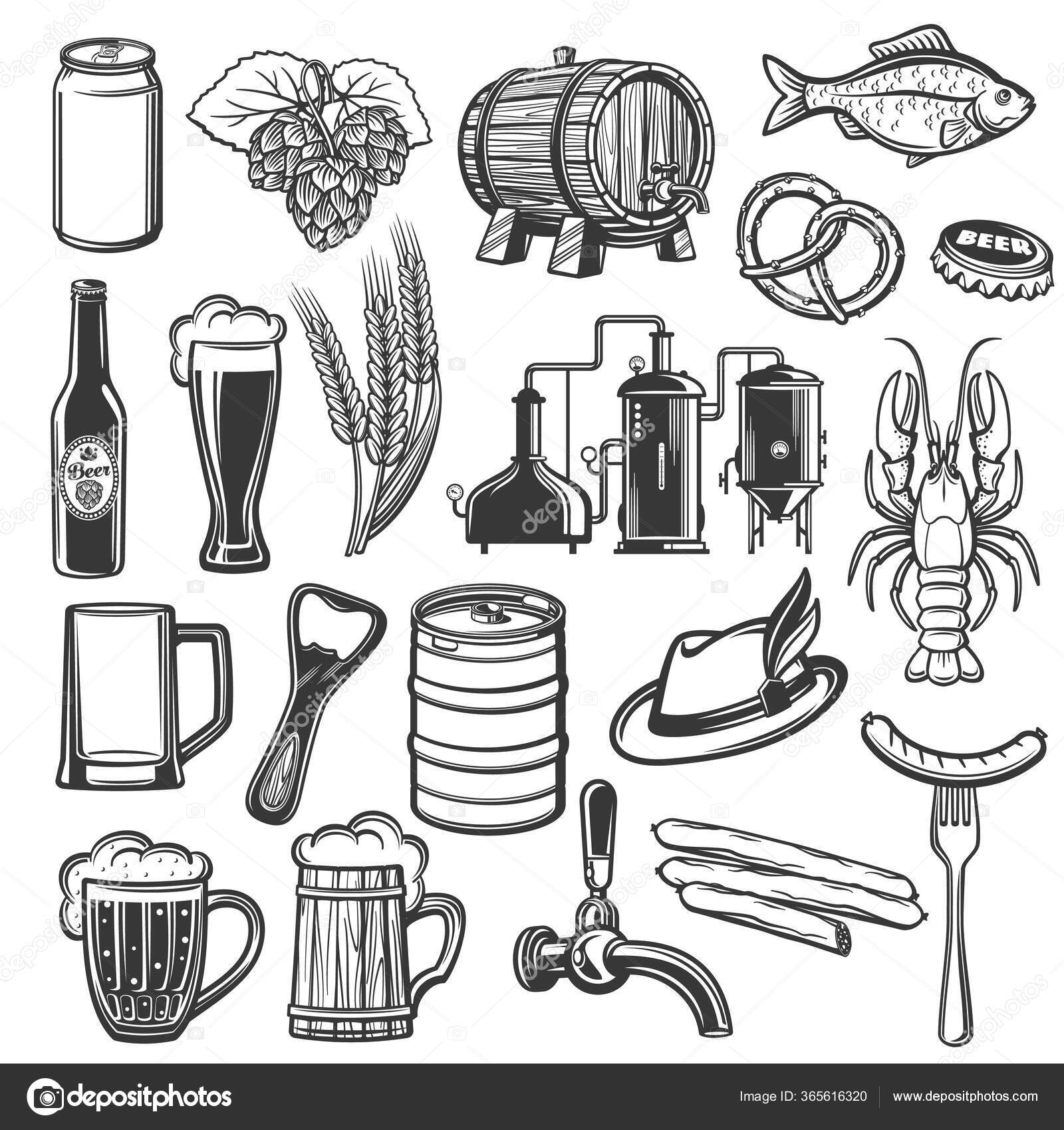 Oktoberfest Tysk Ølfestival Vektorikoner Mat Tradisjonelle Symboler Bavarsk  Håndverksøl Tønne stockvektor © Seamartini #365616320, image size:1600x1700