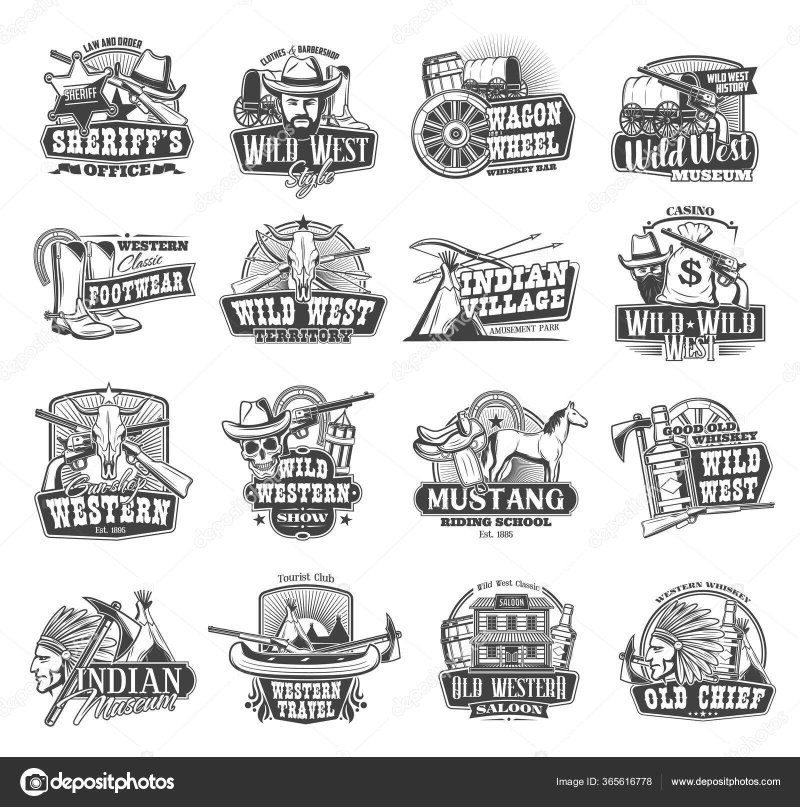 와일드 웨스트 아이콘 카우보이 텍사스 콧수염 로데오타기 카지노 스톡 벡터 - ©VectorTradition 365616778, image size:1600x1614