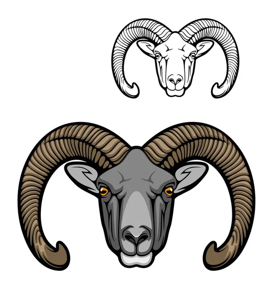 Mouflon Mouton Animal Sauvage Muselière Icône Club Chasseurs Vectoriels Sport — Image vectorielle