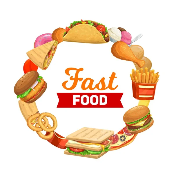 Fast Food Vector Menu Bistro Restaurant Pizza Burgers Fastfood Sandwiches — Stock Vector