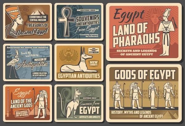 Egypte Agence Voyage Vecteur Vintage Affiches Rétro Visites Guidées Caire — Image vectorielle