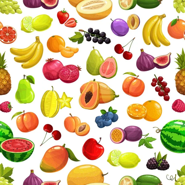 Vector Ananas Und Pfirsich Banane Und Wassermelone Tropischen Früchten Und — Stockvektor