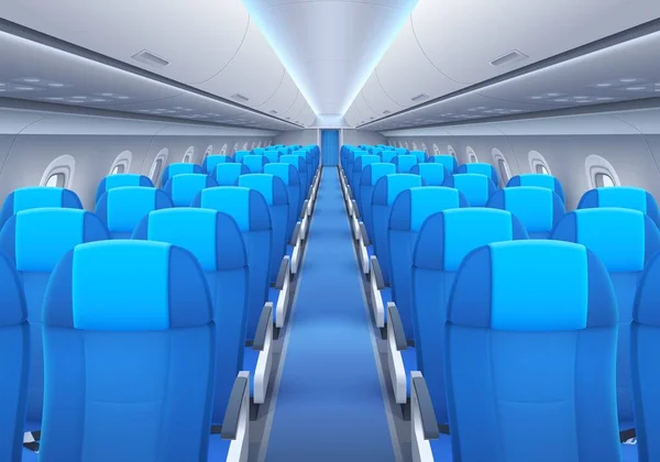Innenraum Von Flugzeugen Oder Flugzeugkabinen Mit Sitzen Und Fenstern Vektordesign — Stockvektor