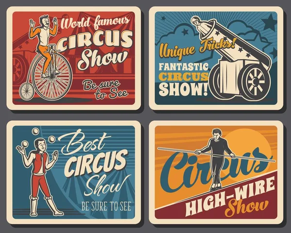 Цирк Вершине Называют Карнавальное Шоу Векторная Ретро Афиша Большого Циркового — стоковый вектор