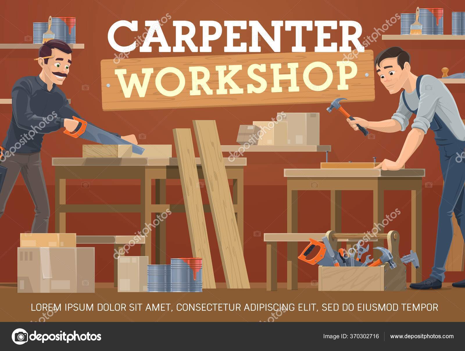 Carpenter Work Furniture Making Assembling Joiner Workers Cutting Stock