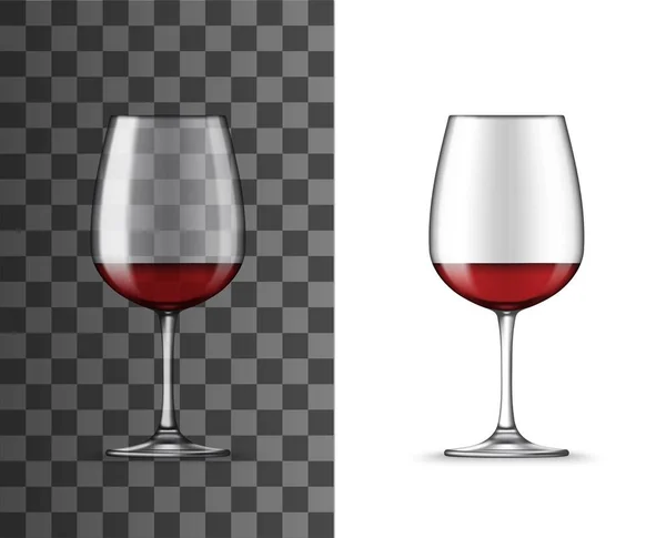 Rött Vin Glas Kopp Vektor Realistisk Mockup Vinäger Kort Ben — Stock vektor
