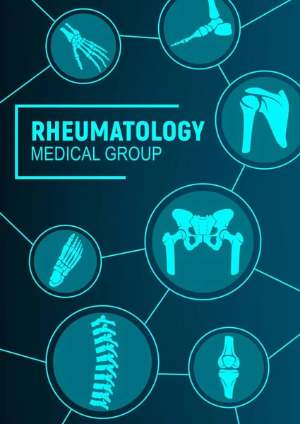 Rheumatologie Gelenke Und Rheumatische Erkrankungen Medizinische Versorgung Vektorteile Menschlicher Skelettteile — Stockvektor