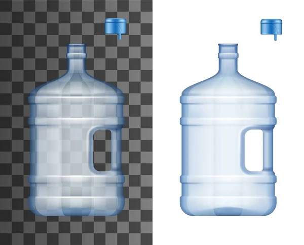 Botellas Plástico Grandes Realistas Para Enfriador Agua Con Tapa Abierta — Vector de stock