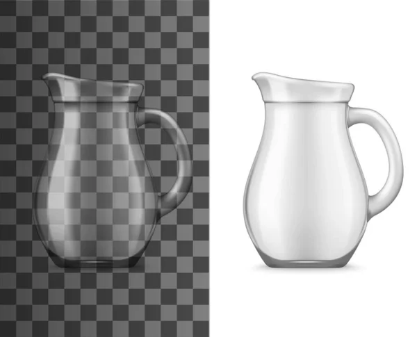 Realistic Glass Jug Drinks Isolated Vector Mockup Transparent Pitcher Water — Stock Vector