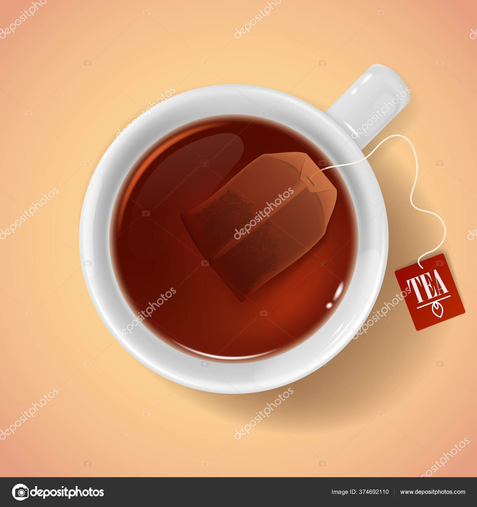 Premium Vector  A kettle and a glass of tea on a brown background.