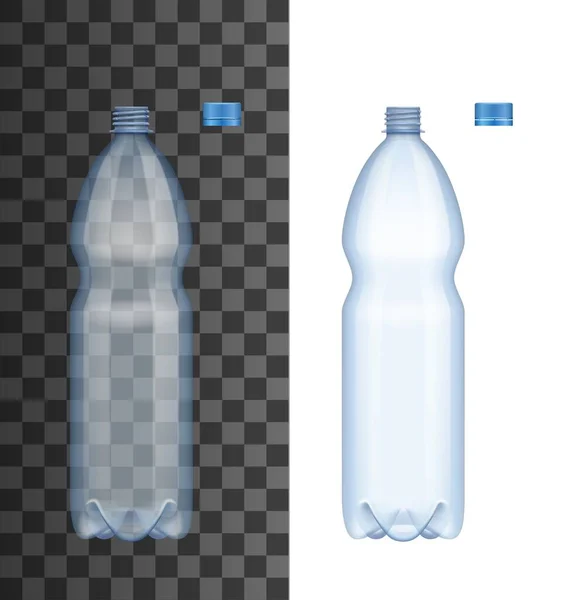 Реалістична Пластикова Пляшка Відкритою Кришкою Ізольована Векторний Макет Порожня Упаковка — стоковий вектор