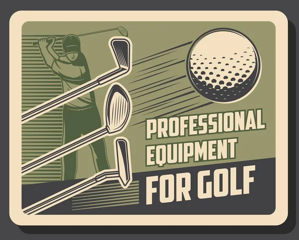 Golf Sport Vintage Retro Poster Golfspieler Mit Schläger Und Training — Stockvektor