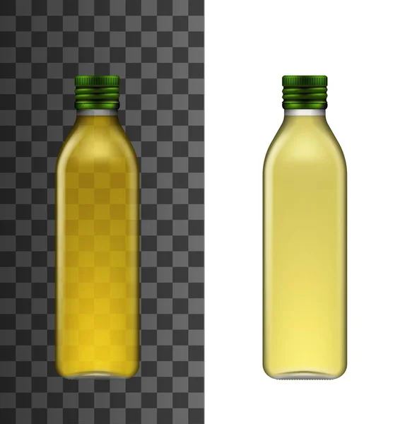 Bottiglia Olio Oliva Isolato Vettore Realistico Mockup Bottiglia Alta Stretta — Vettoriale Stock