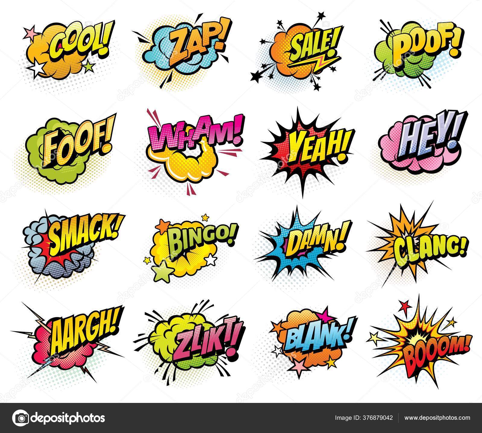 Comics book balloon. Lettering smash, crash, bang. Bubble icon