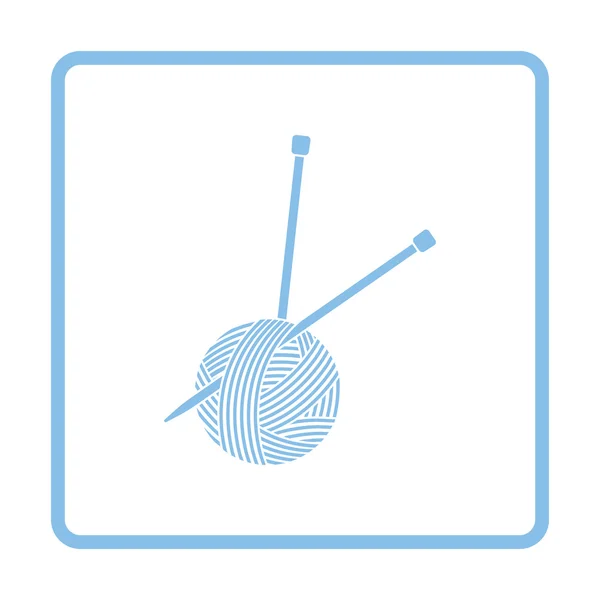 Yarn ball with knitting needles icon — Stock Vector