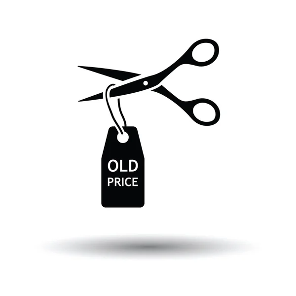 Tijeras corte viejo icono etiqueta de precio — Vector de stock