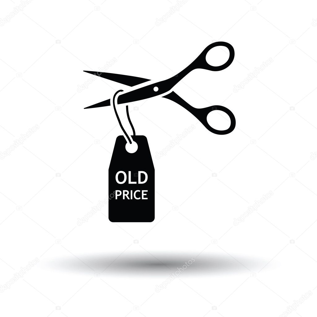 Scissors cut old price tag icon
