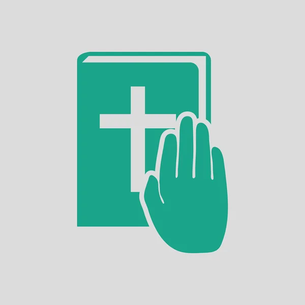 Hand op het pictogram van de Bijbel — Stockvector