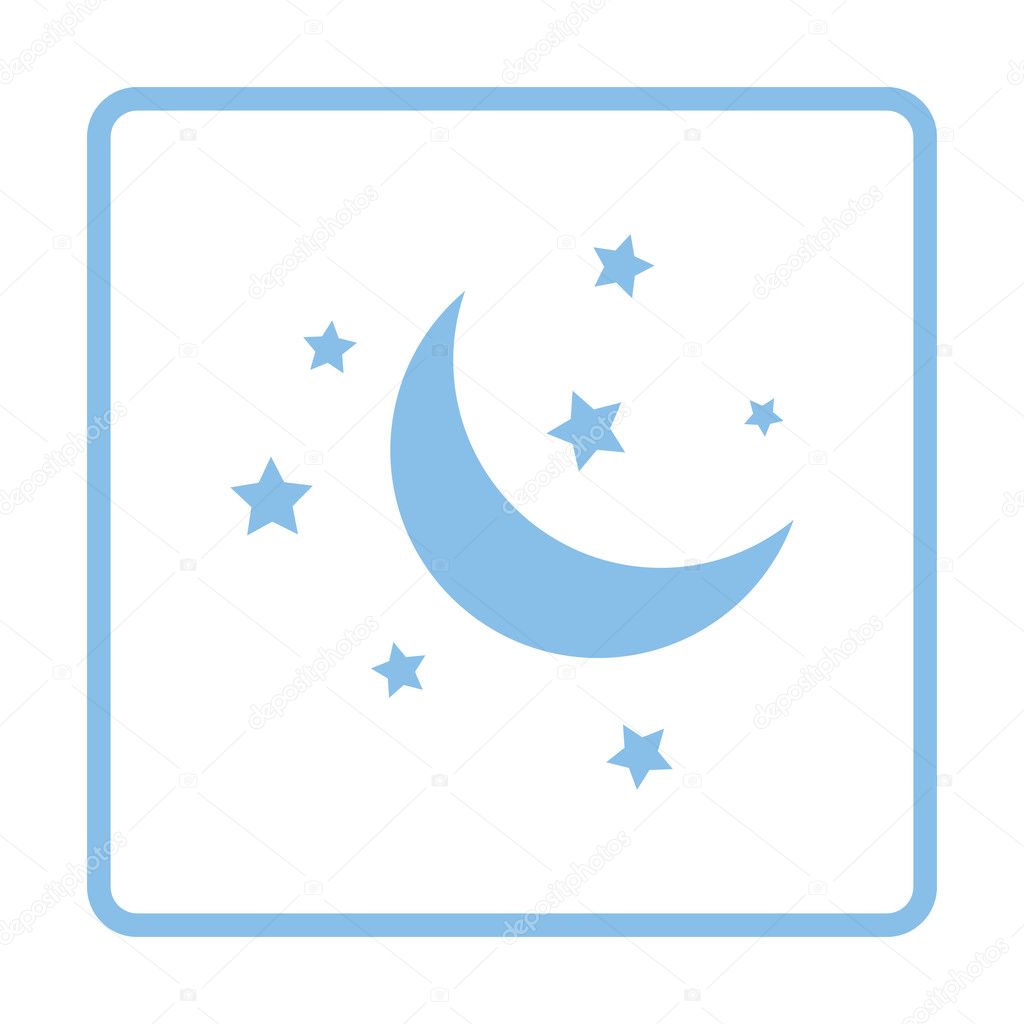 Night icon. Blue frame design. Vector illustration.