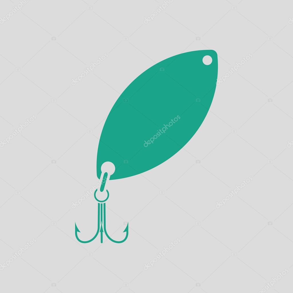 Icon of Fishing spoon. Gray background with green. Vector illustration.
