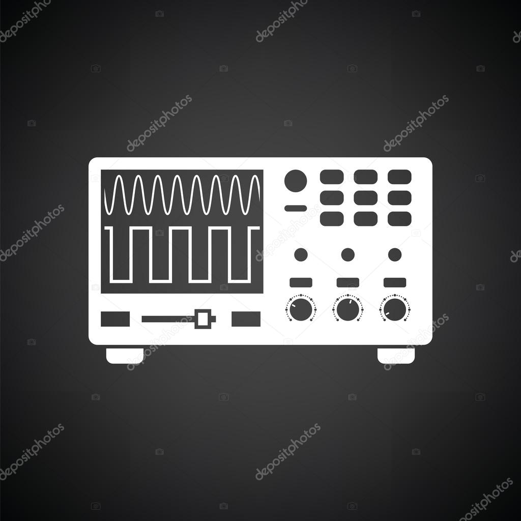 Black and white oscilloscope icon