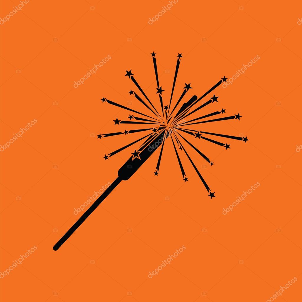Party sparkler icon. Orange background with black. Vector illustration.