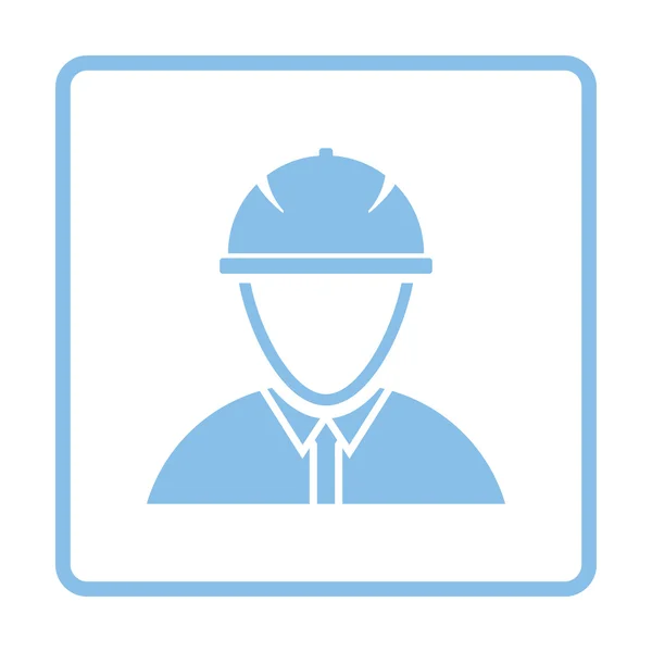 Icono de la cabeza del trabajador de la construcción en casco — Vector de stock