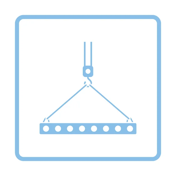 Ícone da laje pendurado no gancho do guindaste por fundas de corda —  Vetores de Stock