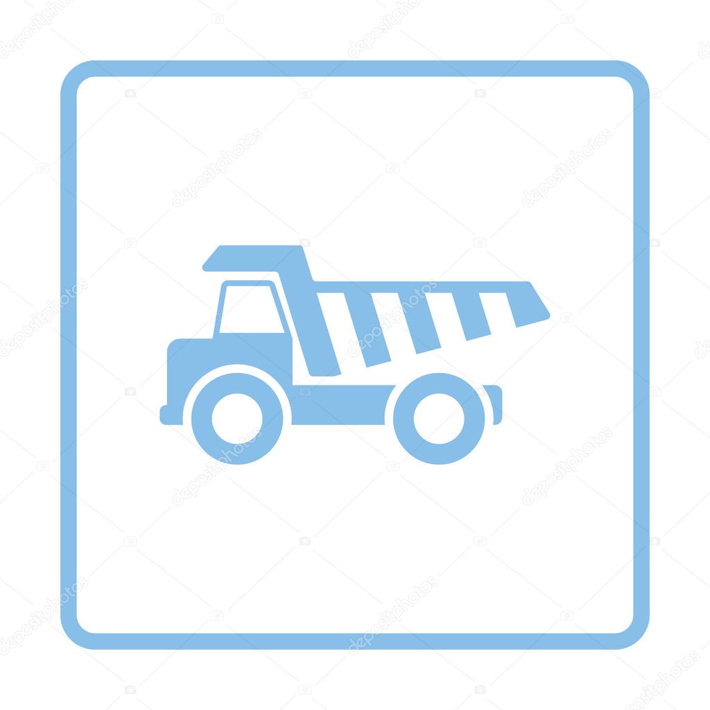 Icon of tipper. Blue frame design. Vector illustration.
