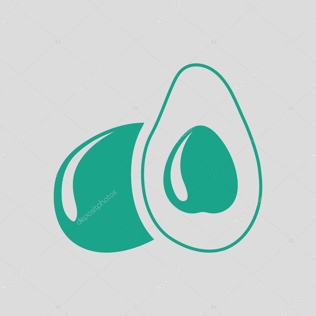 Avocado icon. Gray background with green. Vector illustration.