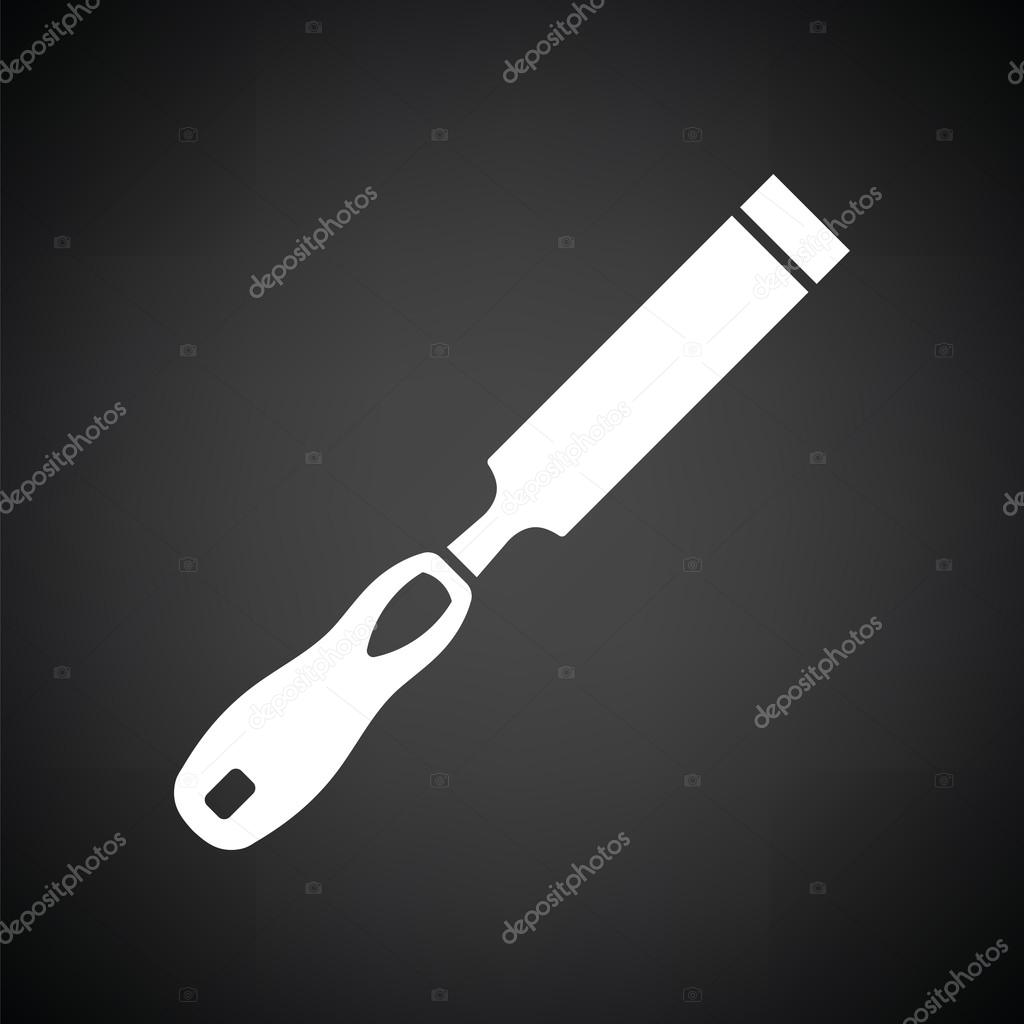 Chisel icon. Black background with white. Vector illustration.