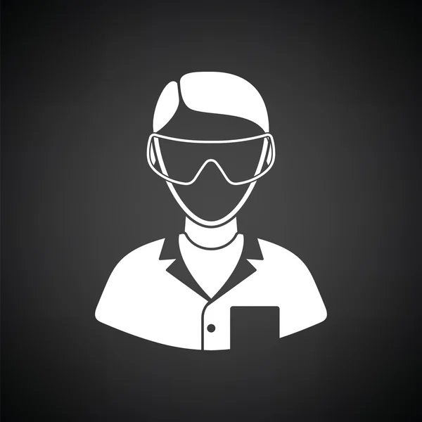 Icono de químico en gafas — Vector de stock