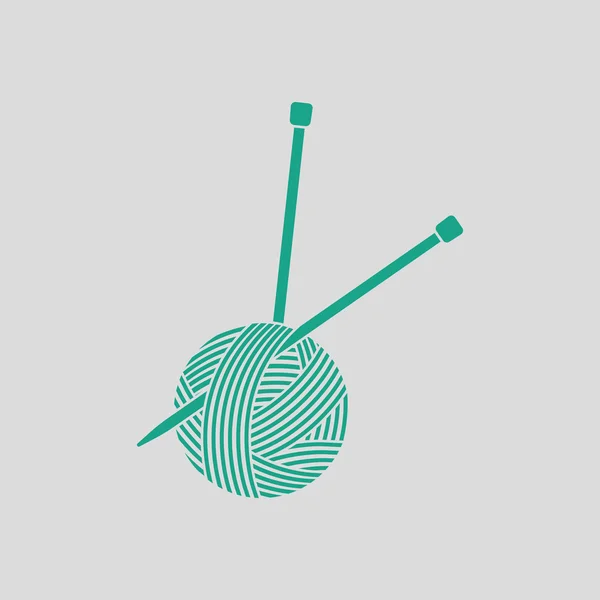 Yarn ball with knitting needles icon — Stock Vector