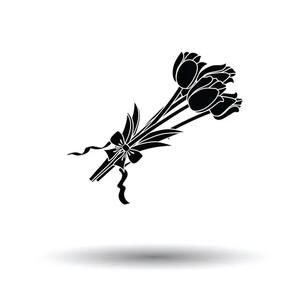 Tulipanes icono de ramo con lazo atado — Archivo Imágenes Vectoriales