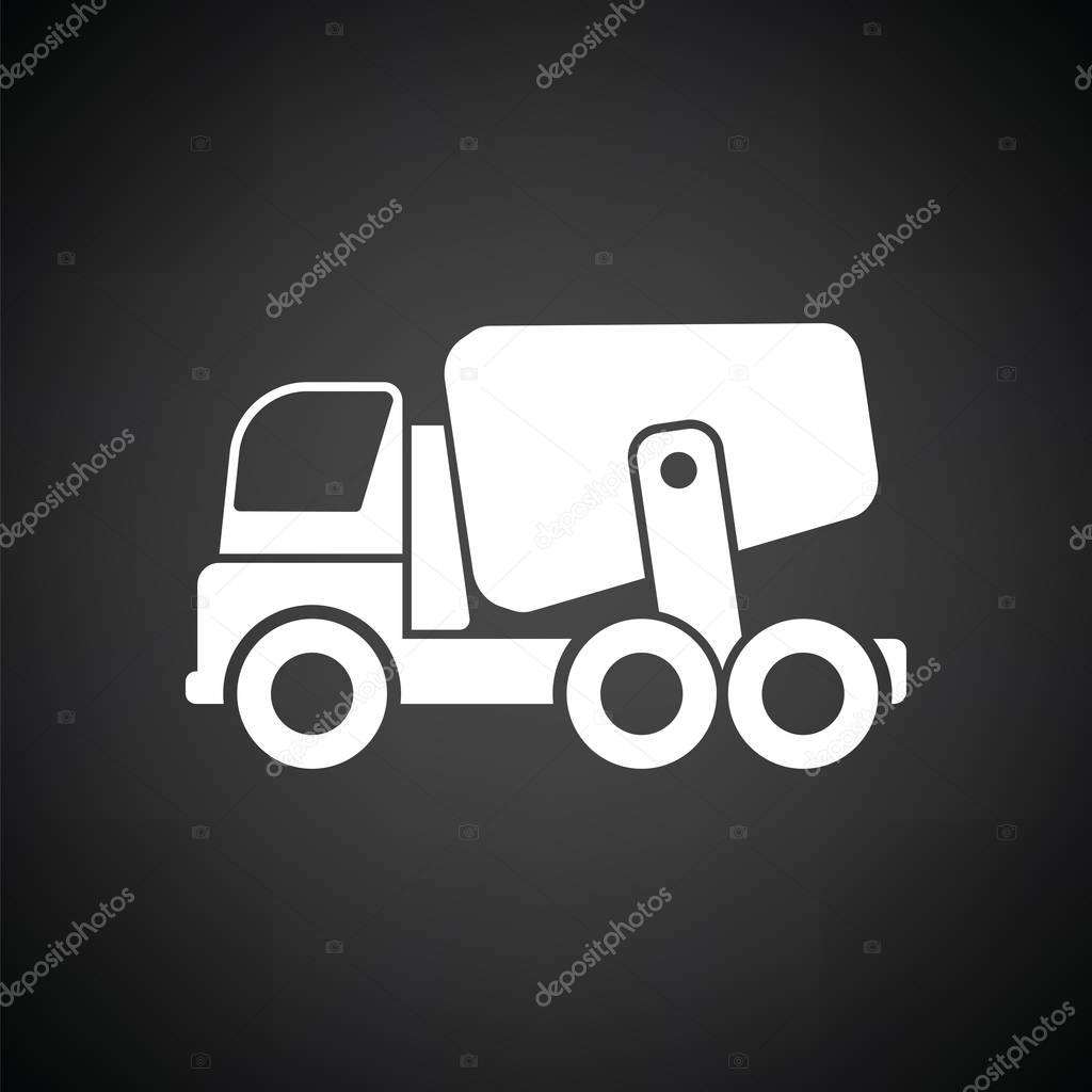 Icon of Concrete mixer truck . Black background with white. Vector illustration.