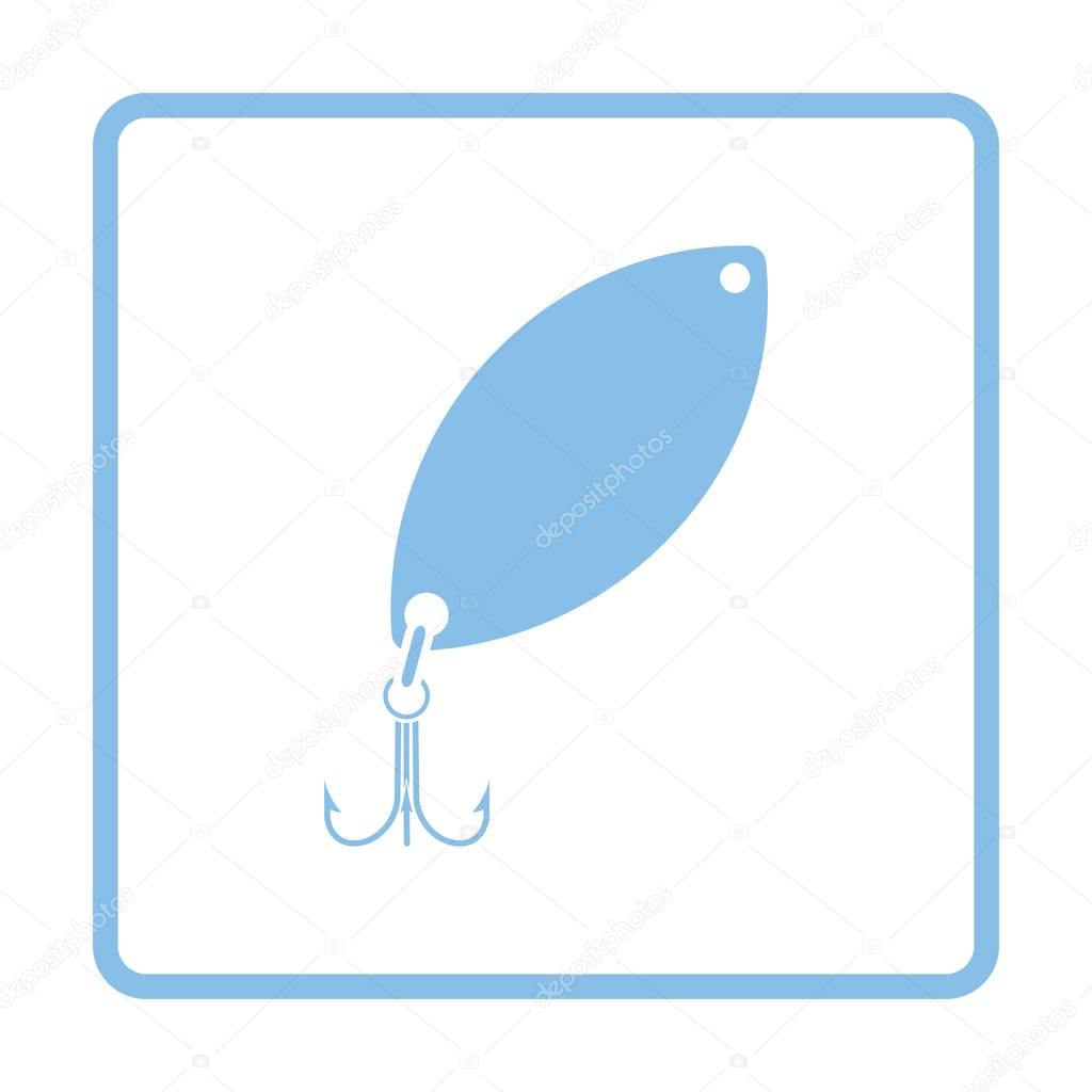Icon of Fishing spoon. Blue frame design. Vector illustration.