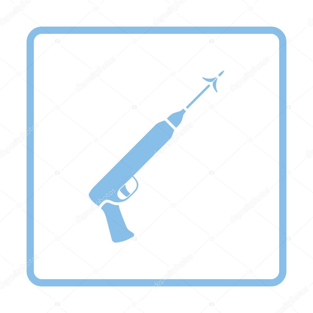 Icon of Fishing  speargun . Blue frame design. Vector illustration.