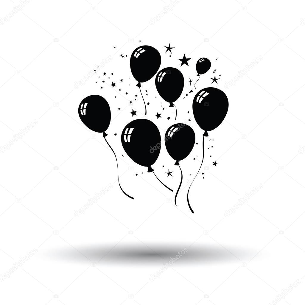 Party balloons and stars icon. White background with shadow design. Vector illustration.