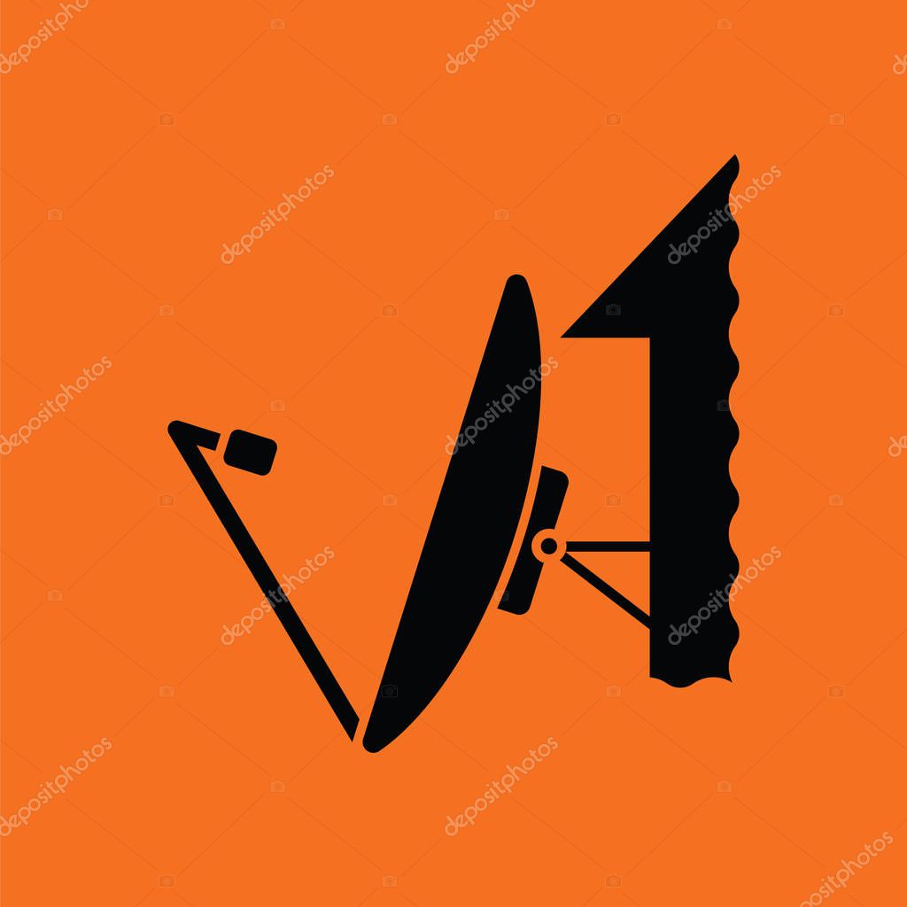 Satellite antenna icon. Orange background with black. Vector illustration.