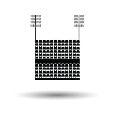 Stadium tribune with seats and light mast icon vector Stadium tribune with seats and light mast icon vector