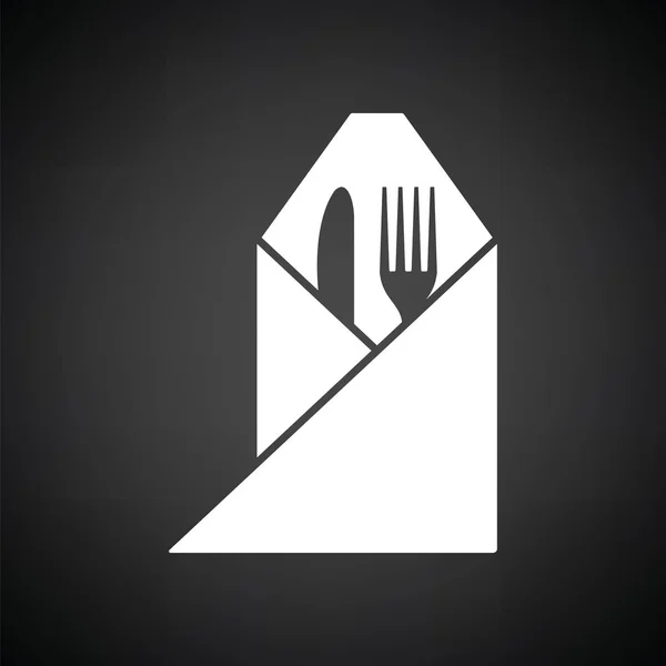 Fork and knife wrapped napkin icon — Stock Vector