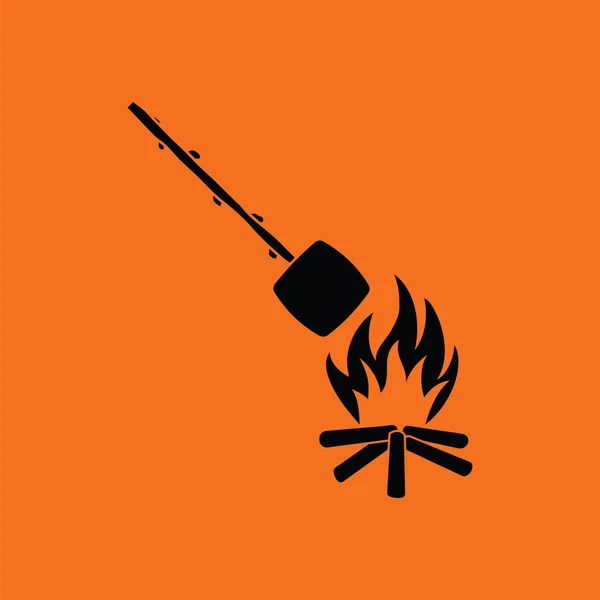 Feu de camping avec icône de guimauve rôtie — Image vectorielle